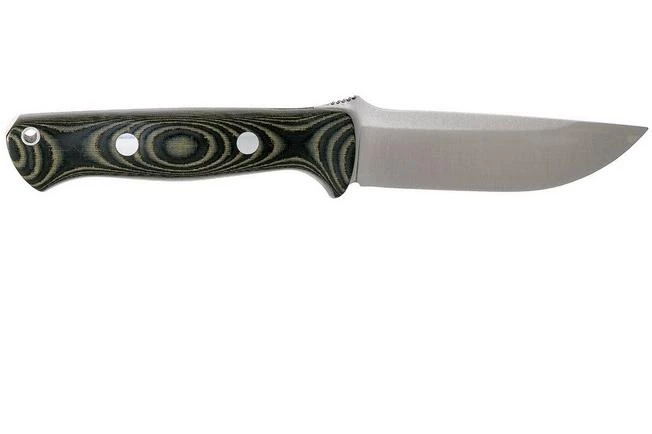 Bark River Bravo 1 A2, Black & Green Linnen Micarta, Brown Sheath - Image 2