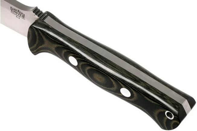 Bark River Bravo 1 A2, Black & Green Linnen Micarta, Brown Sheath - Image 5