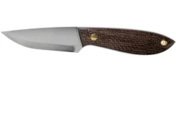 Brisa Bobtail 80 Bison Micarta Handle, 12C27 Scandi, Leather Sheath 9955
