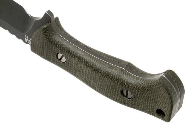 Rick Hinderer Ranch Bowie Green Canvas Micarta, Battle Black, Bowie Knife - Image 4