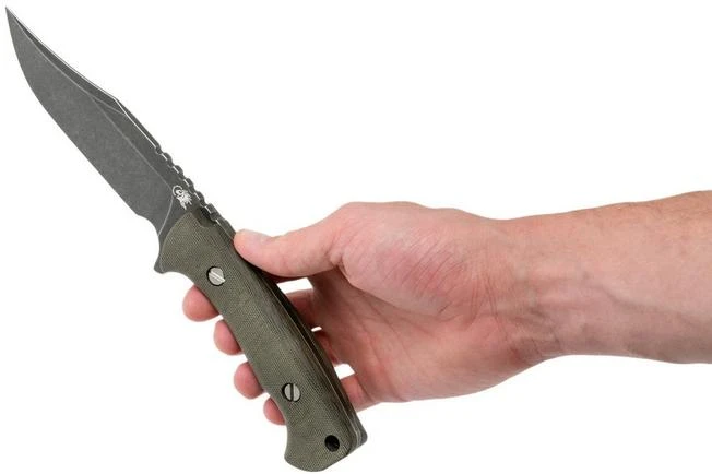 Rick Hinderer Ranch Bowie Green Canvas Micarta, Battle Black, Bowie Knife - Image 6