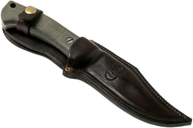 Rick Hinderer Ranch Bowie Green Canvas Micarta, Battle Black, Bowie Knife - Image 7
