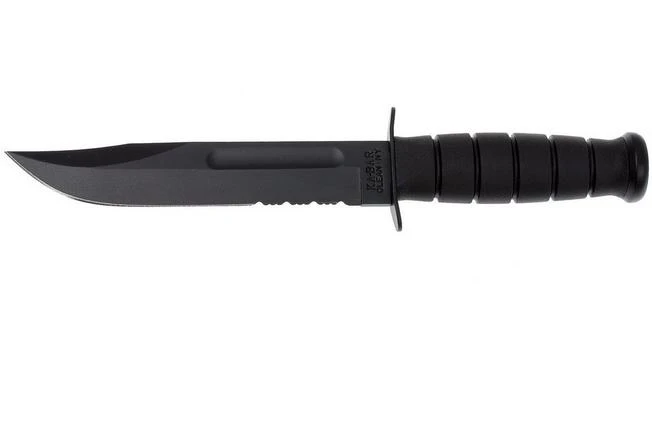 KA-BAR USMC 1214 Partly Serrated, Kraton, Kydex Sheath