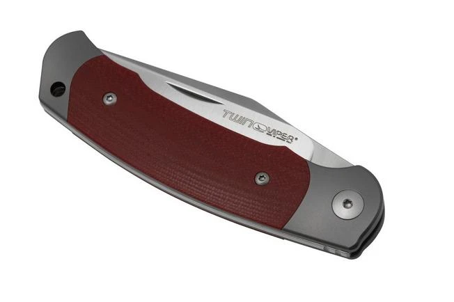 Viper Twin, V6002GR, Satin M390, Red G10 Pocket Knife, Fabrizio Silvestrelli Design - Image 6